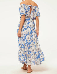 Misa Los Angeles Paola Off The Shoulder Midi Dress in gardenia crinkle - women's dress - detail view