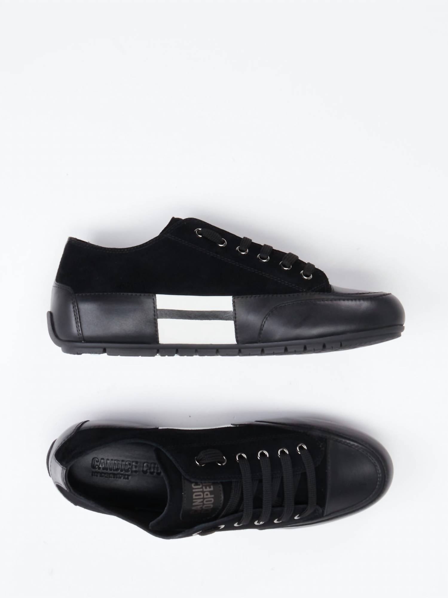 Candice Cooper Women's Rock Patch Fashion Leather Sneakers in black white - women's sneaker - view 5