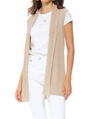 Monticelli Cashmere - Women's Pure Cashmere Sleeveless Long Open Front Cardigan