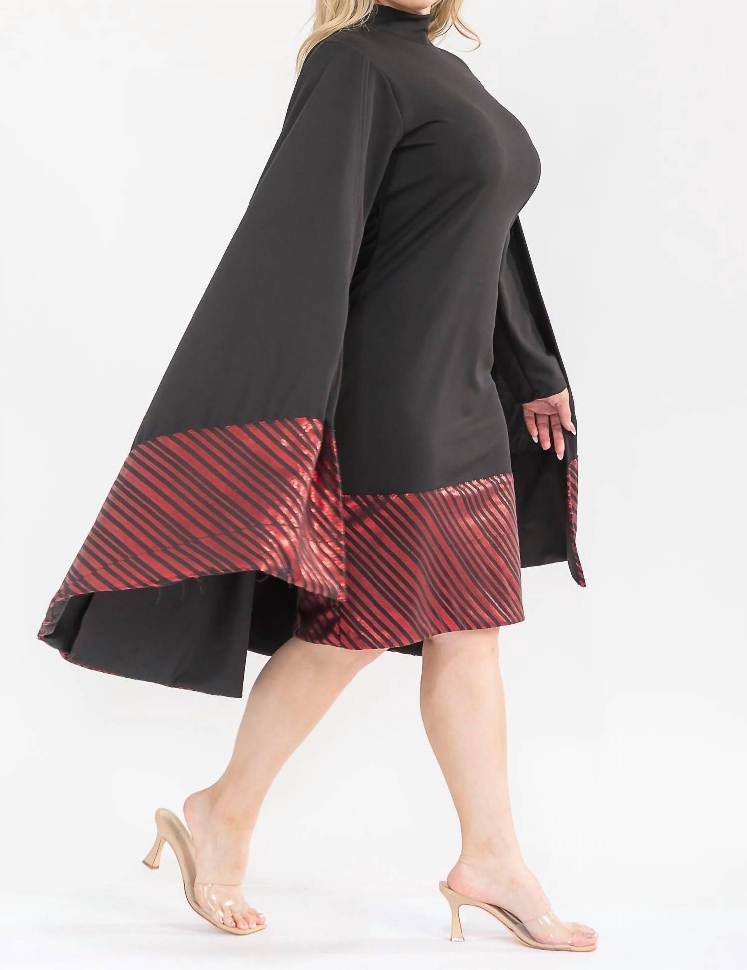 Karen T Design - High Neck Midi Dress With Cape