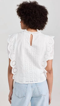 English Factory - Eyelet Short Sleeve Top