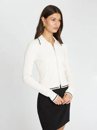 Autumn Cashmere - Cable Zip Front Collared Cardigan