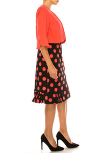 Maya Brooke - Polka Dot Pleated Hem Jacket Dress