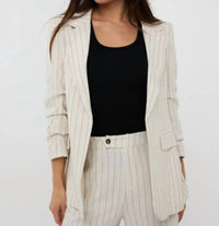 Esqualo - Gathered Sleeve Linen Blazer