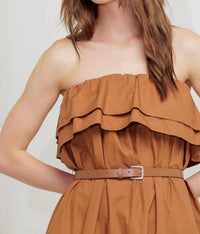 Flying Tomato - Strapless Milk And Honey Woven Midi Dress