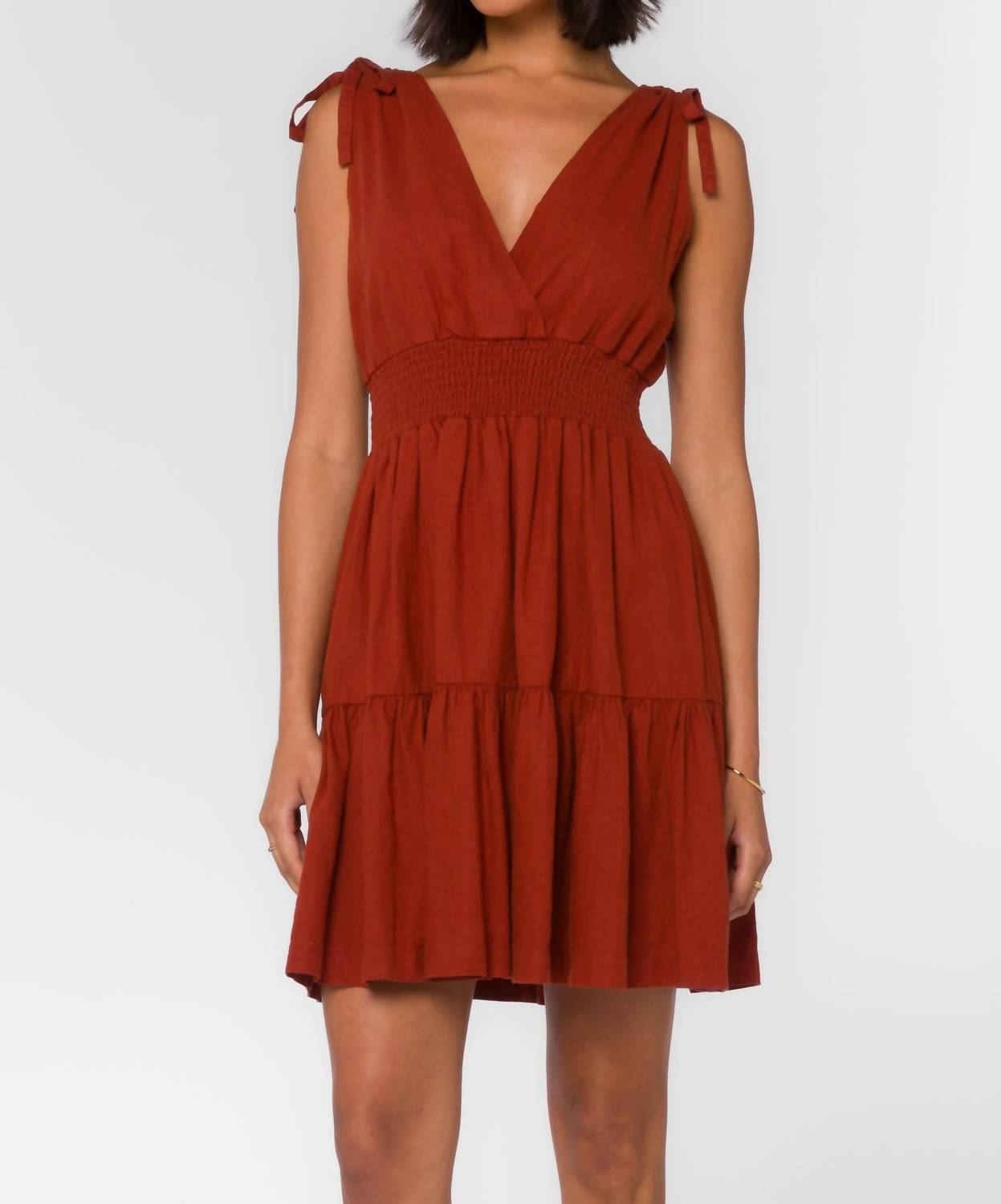 Velvet Heart - Charla V-neck Tiered Mini Dress