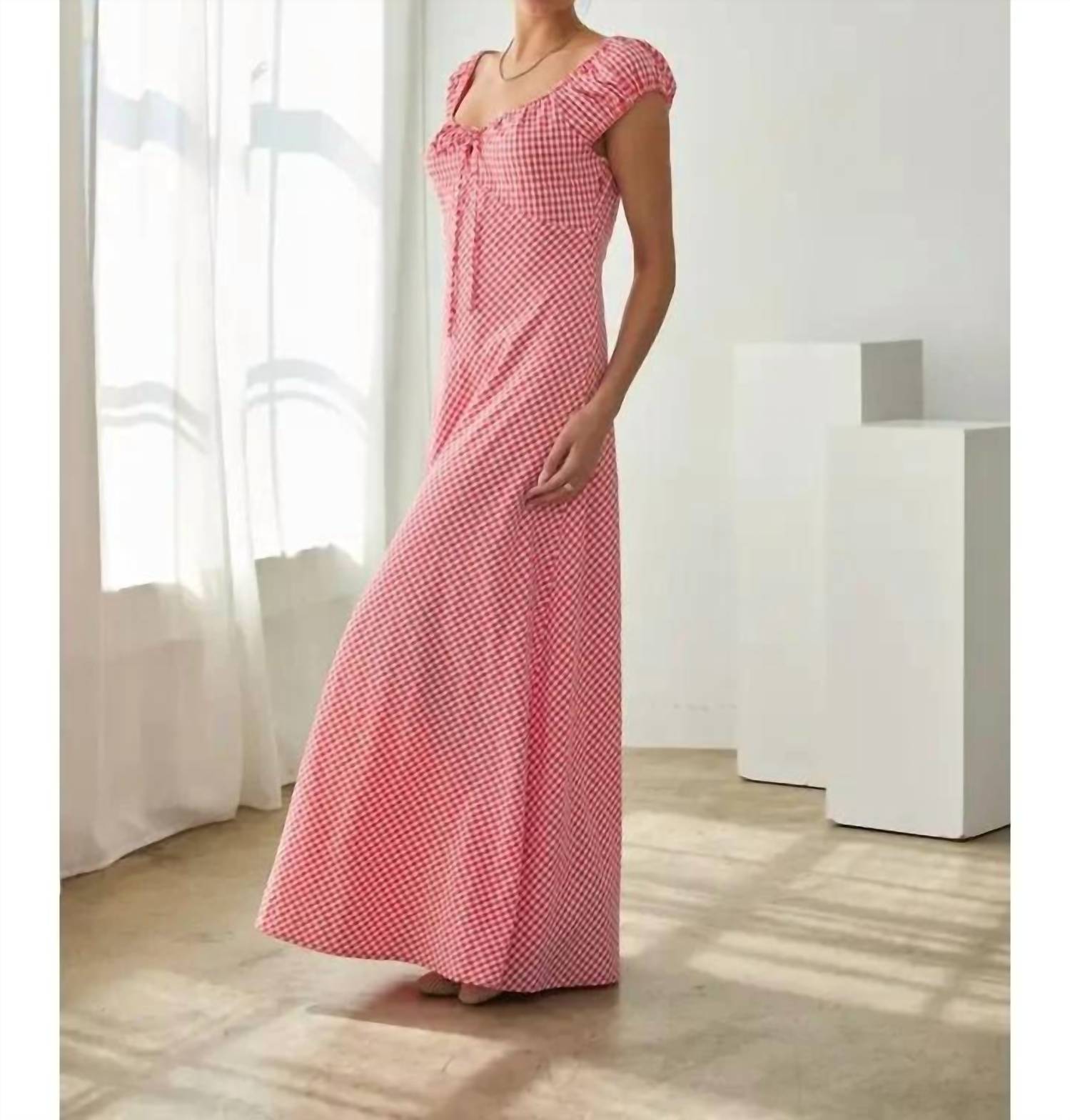 Skies Are Blue - Picnic In Bloom Gingham Maxi Dress