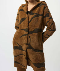 Joseph Ribkoff - Feather Yarn Animal Jacquard Hooded Coat