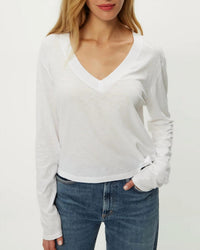Michael Stars - Brea Cropped Long Sleeve V-neck Tee