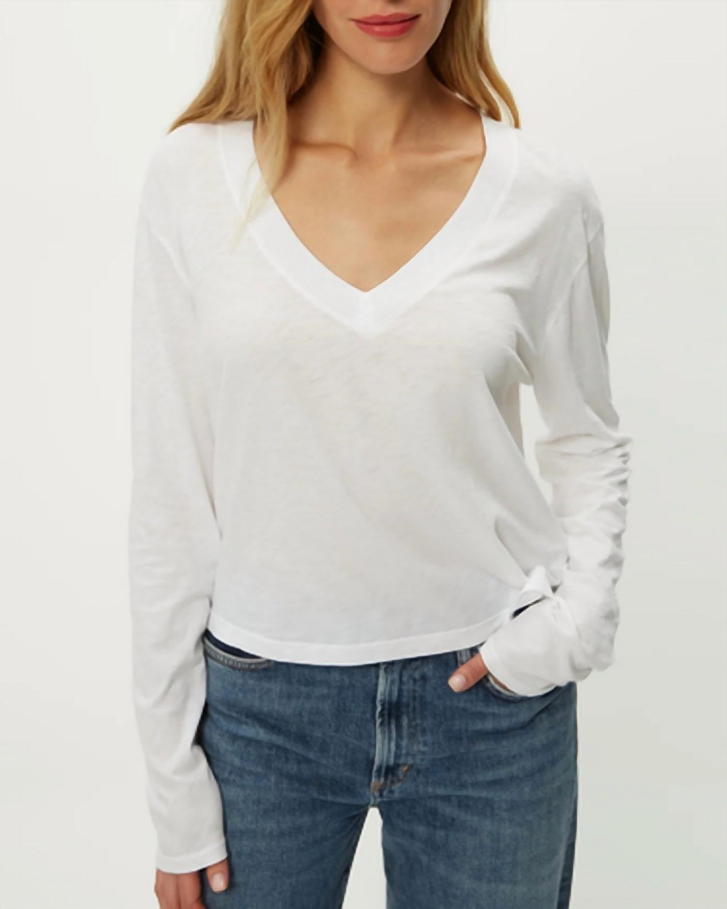 Michael Stars - Brea Cropped Long Sleeve V-neck Tee