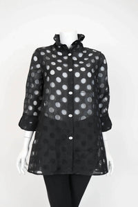 Ic Collection - Wire Neck Back Button Jacket With White Cami