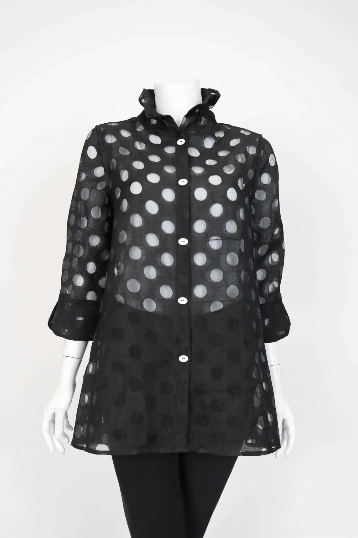 Ic Collection - Wire Neck Back Button Jacket With White Cami