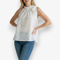 Tru Luxe - Sleeveless Eyelet Top