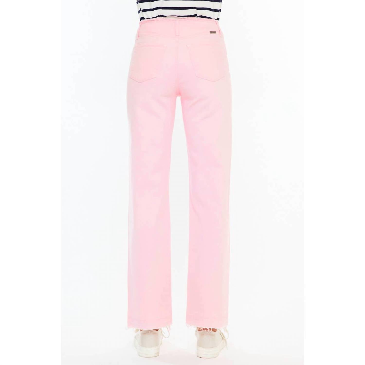 KanCan High Rise True Straight Comfort Jeans in pink - women's jeans - detail view