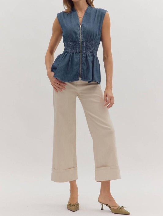 Entro - Wide Smocked Peplum Top