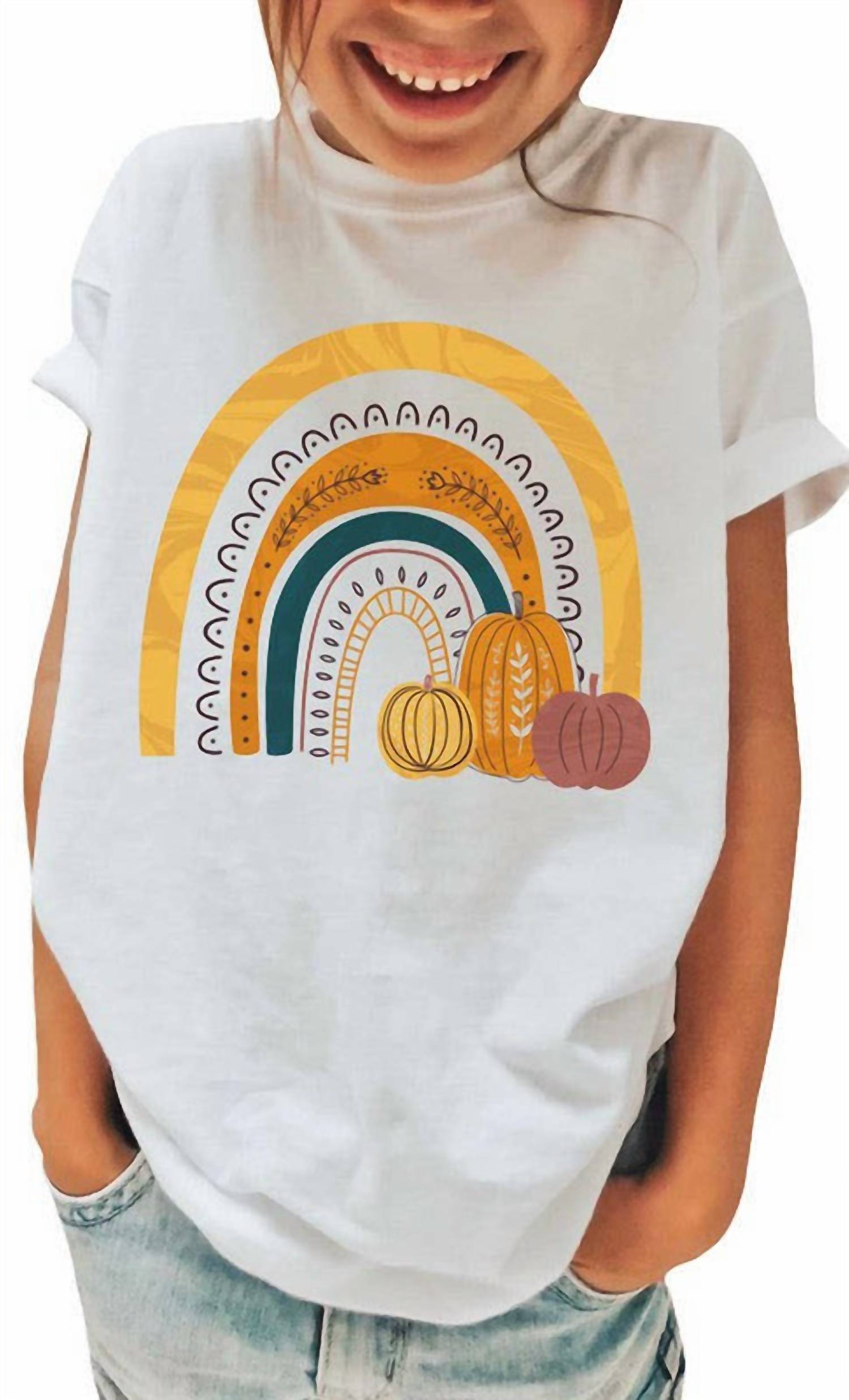 Tultex Apparel - Girl's Rainbow Pumpkin T-shirt