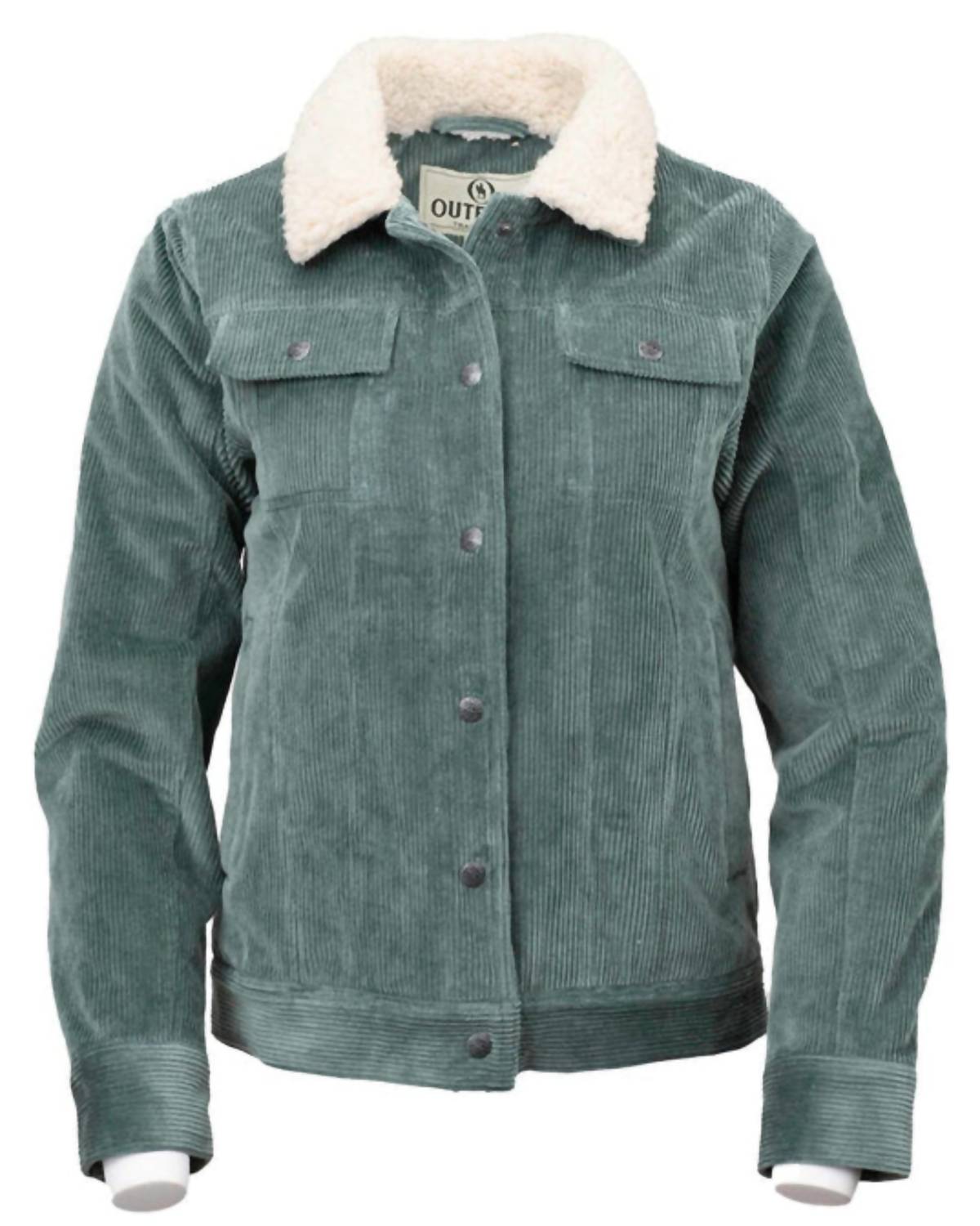 Outback Trading Co. Georgia Button Up Jacket in sage - women's jacket - detail view