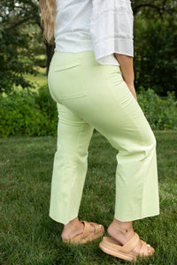 AnnieWear Wide Leg Cropped Jeans in lime green - women's jeans - detail view