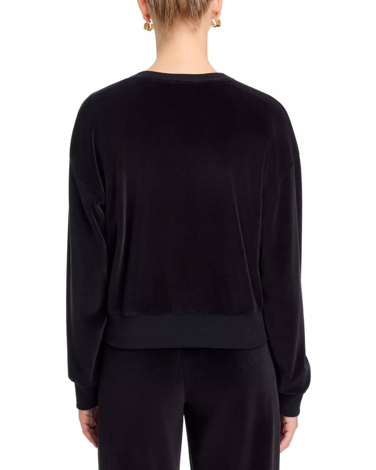 ATM Velour Sweatshirt in black - women's top - detail view