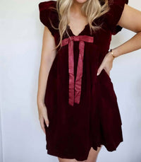Endless Rose - Velvet Satin Bow Mini Dress