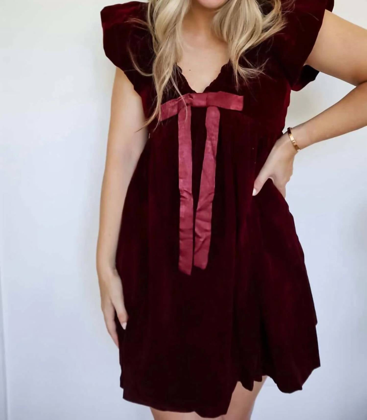 Endless Rose - Velvet Satin Bow Mini Dress
