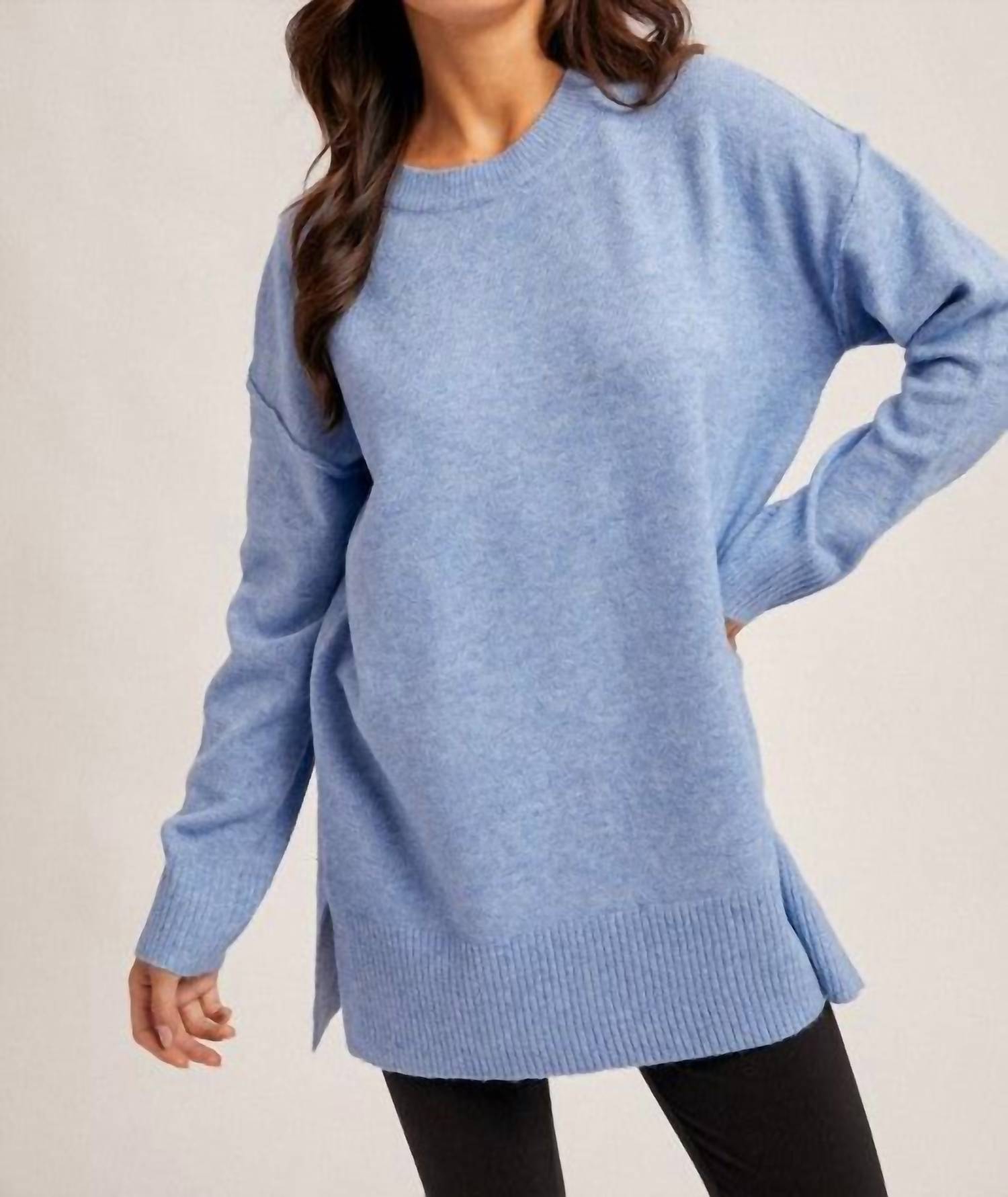 Hem & Thread - Crew Neck Oversized Everyday Tunic Sweater