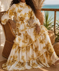Surelymine - Marigold Floral Tiered Maxi Dress