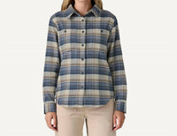 Patagonia Fjord Flannel Shirt in river plaid barnacle blue - women's long sleeve top