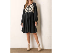 Wellmade - Textured Checker Pattern Dress