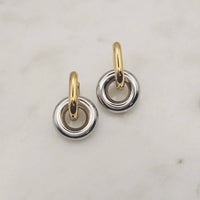 Xtraordinary - Women's Two Tone Little Circle Huggie Earrings