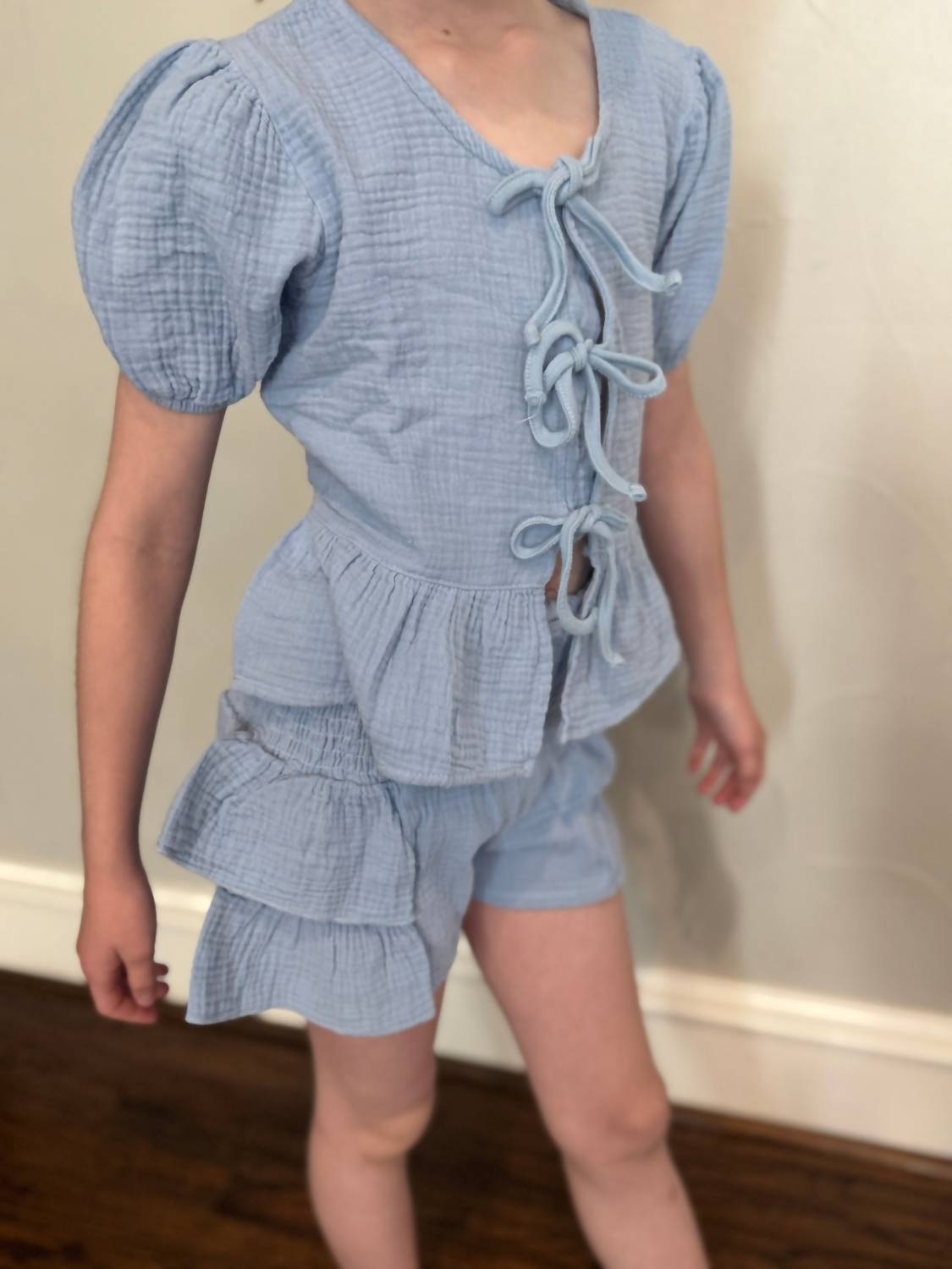 T2Love - Girls' Smocked Side Ruffle Shorts