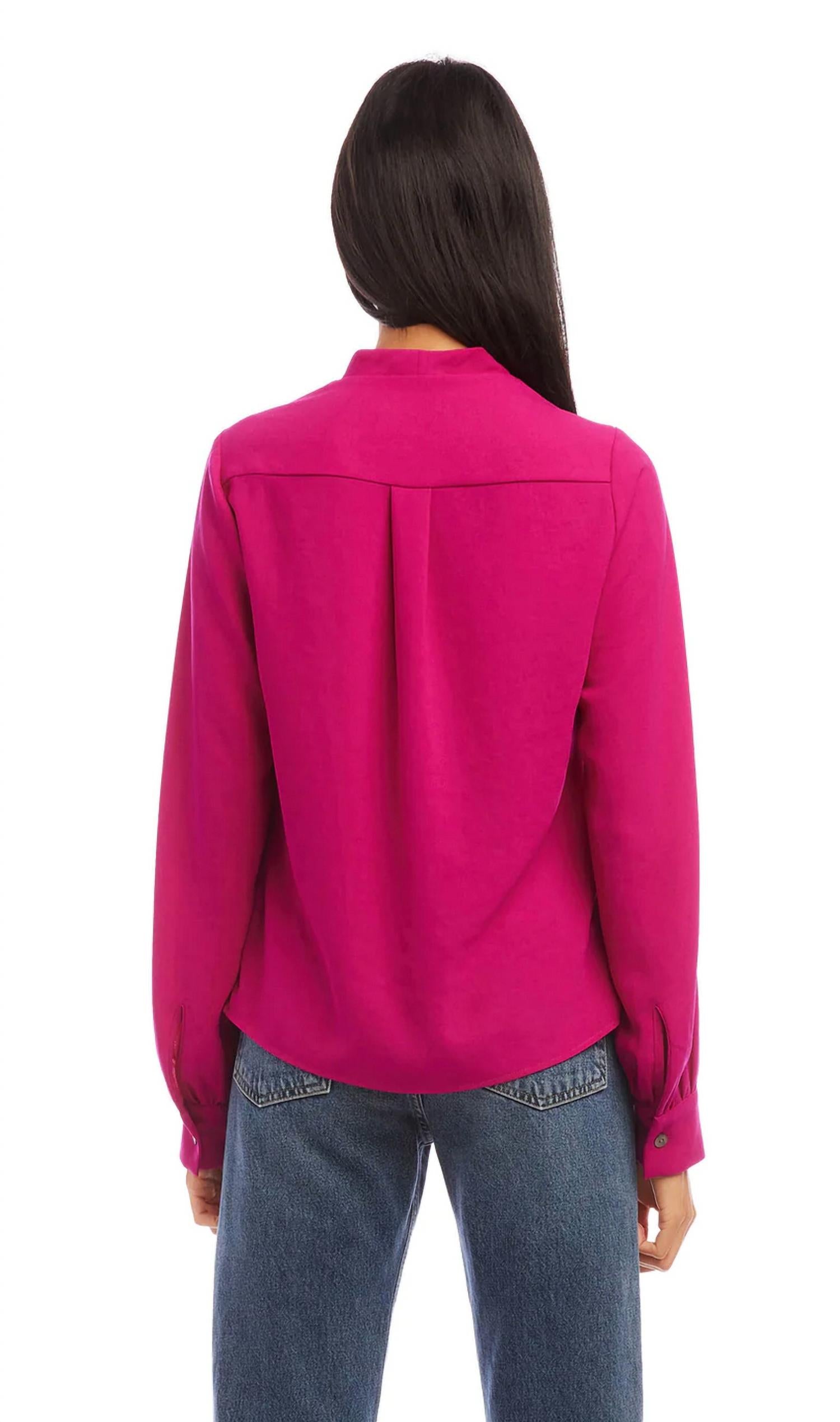 Fifteen Twenty Cowl Neck Top in hot pink 1 - women's blouse - alternate view