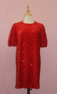 Vine & Love - Women's Velvet Sequin Accent Knee Dress