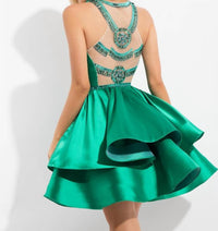 Rachel Allan - Beaded Mikado Short Cocktail Dress