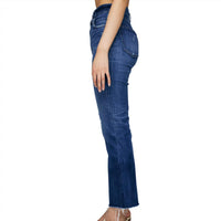 Moussy Rhode Cropped Flare-hi Jean in dark blue - women's jeans - detail view