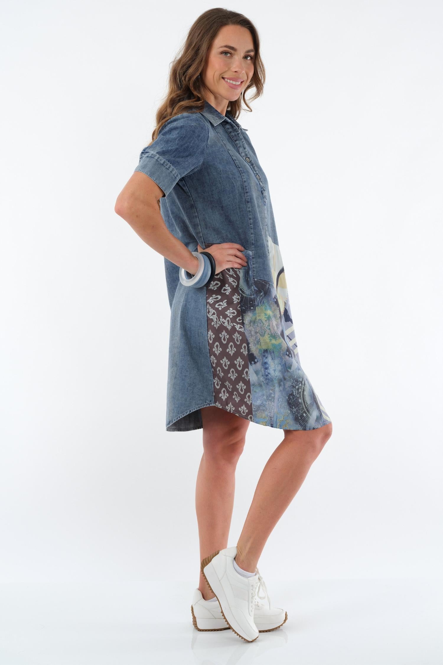 Lior - Rina Mix Media Jean Dress