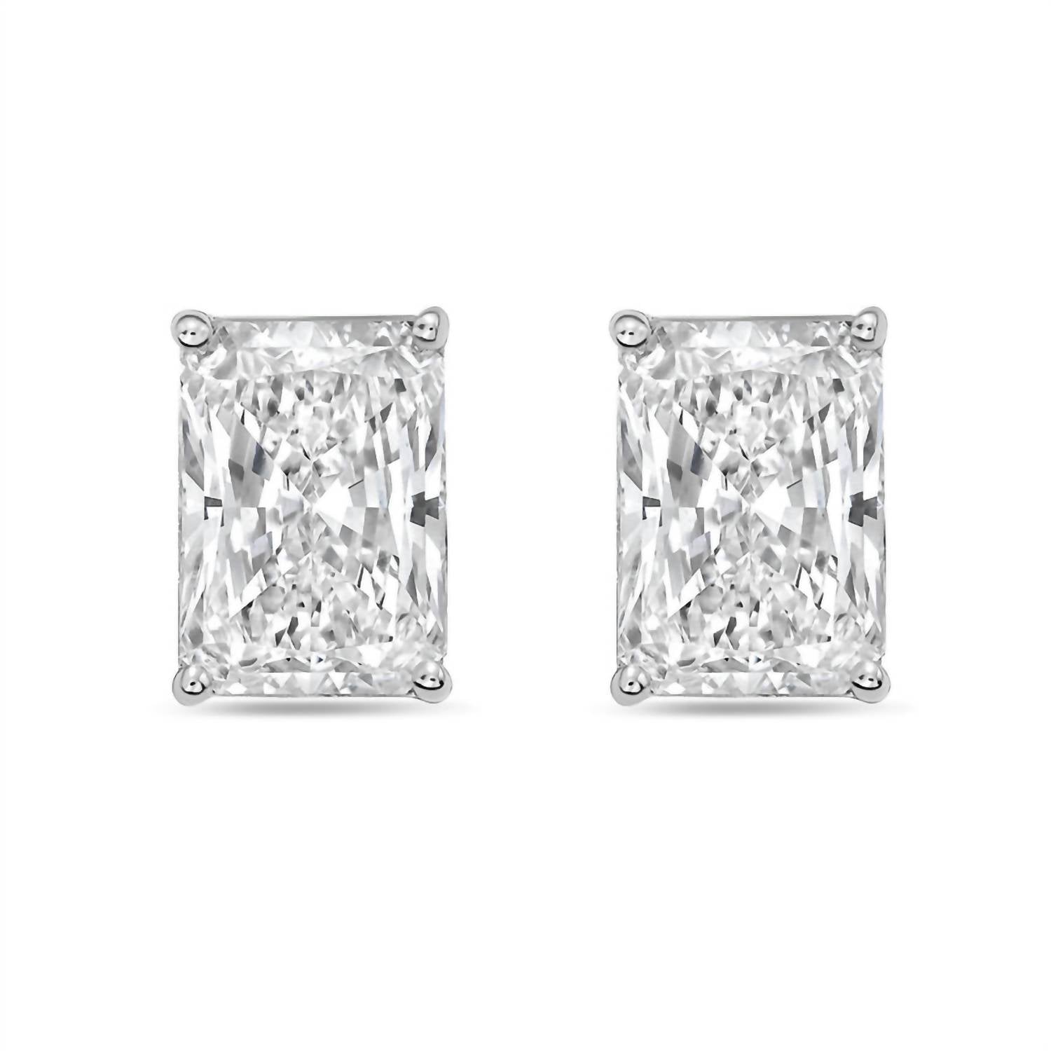 Diana M Jewels - Women's Radiant Lab-grown Diamond Stud Earrings (2.50 Tcw) - Classic Plus
