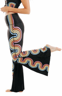 Yoga Democracy - Women's Double Rainbow Printed Bell Bottoms Leggings