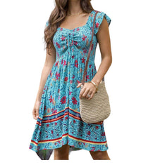 Grace And Lace - Border Print Smocked Dress
