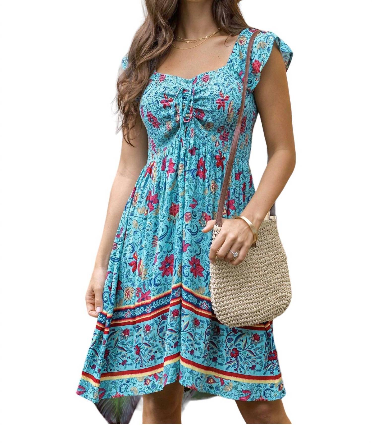 Grace And Lace - Border Print Smocked Dress
