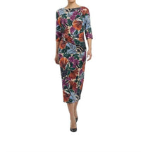 Talbot Runhof - Floral Ruched Sheath Midi Dress