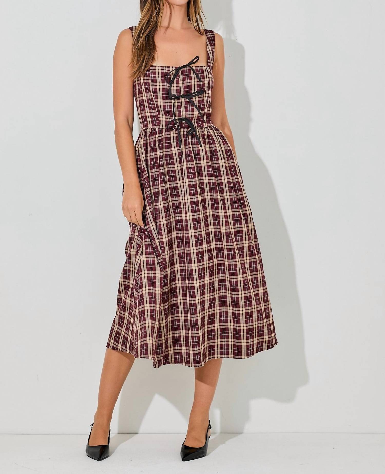 Baevely By Wellmade - Ribbon Accent Tank Midi Dress