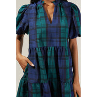 Sugarlips - Women's Hudson Plaid Jacey Babydoll Eyelet Mini Dress