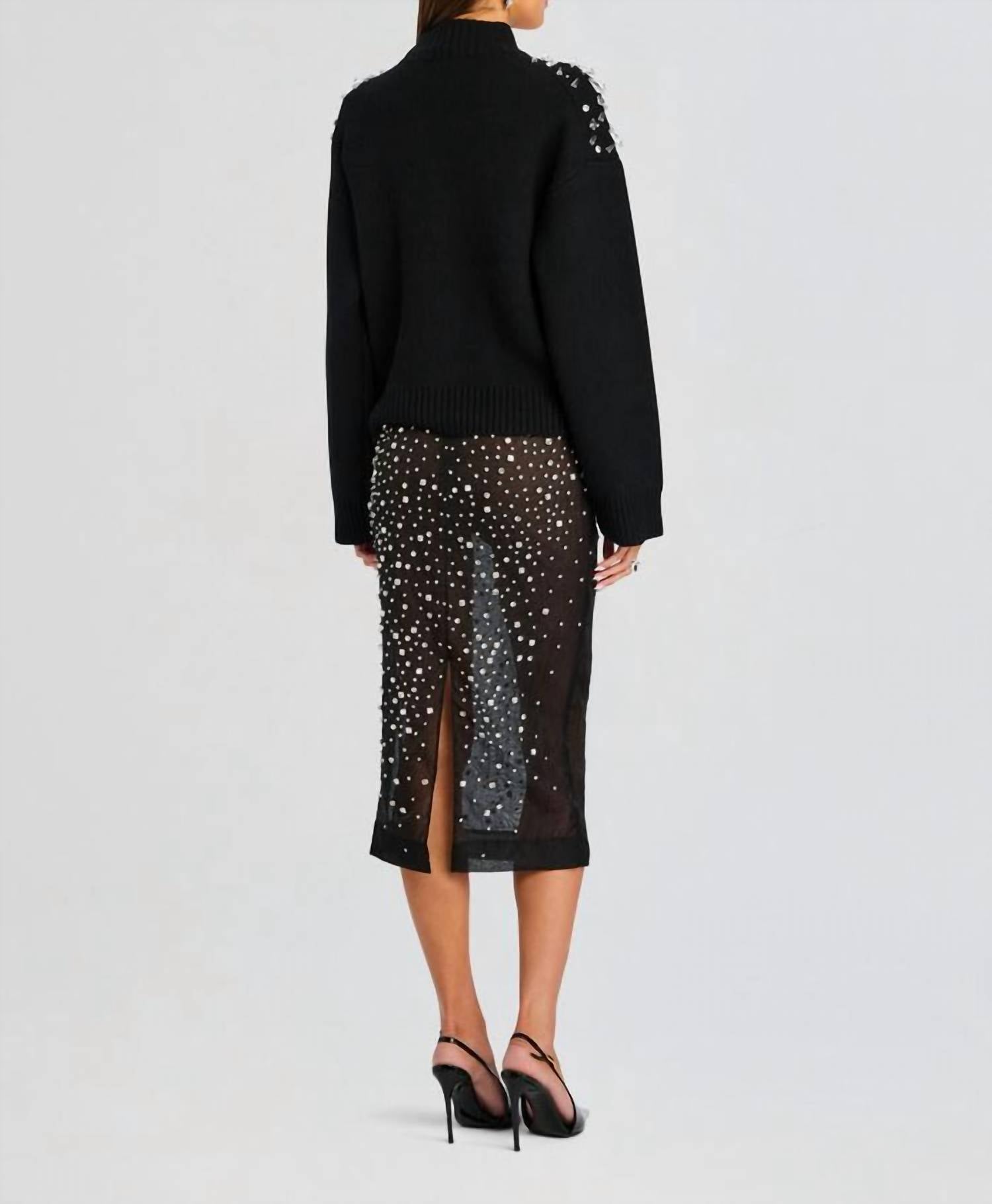 RETROFETE Christa Embellished Sweater in black - women's sweater - detail view