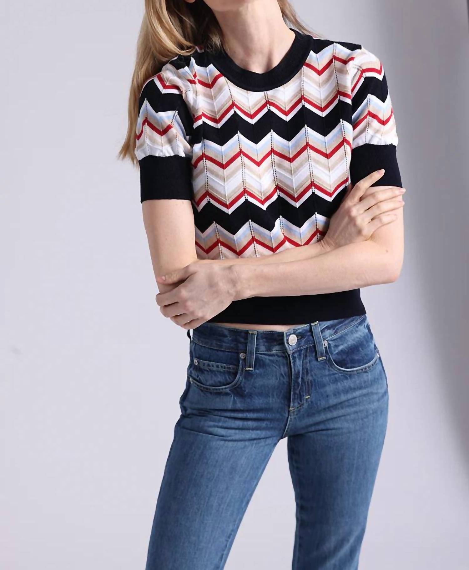 Minnie Rose - Chevron Short Sleeve Crewneck Tee