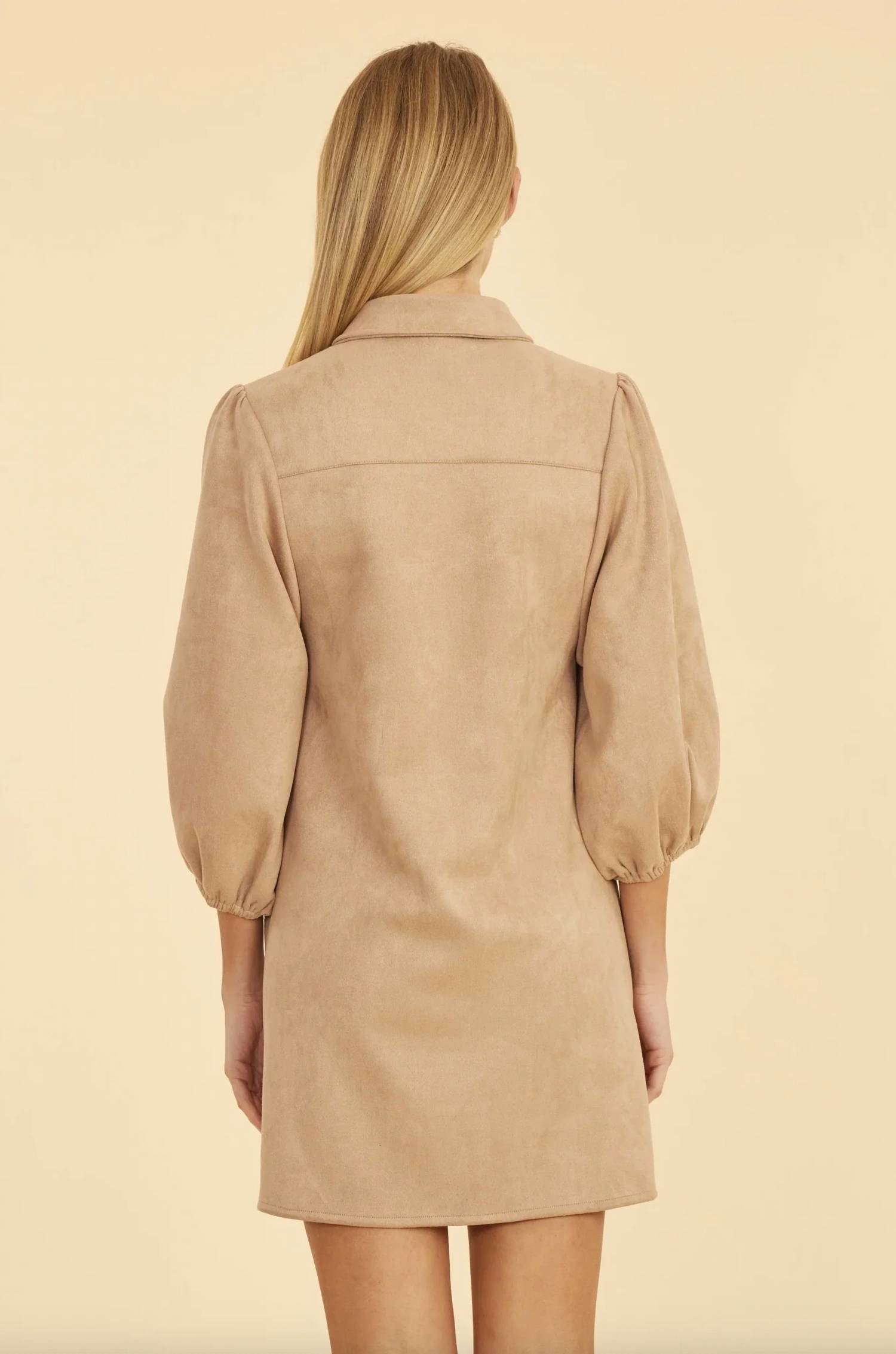 Dolce Cabo - Women's Faux Suede Puff Sleeve Shirt Dress
