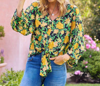 Karen Kane - Blouson Sleeve Tie-Front Top