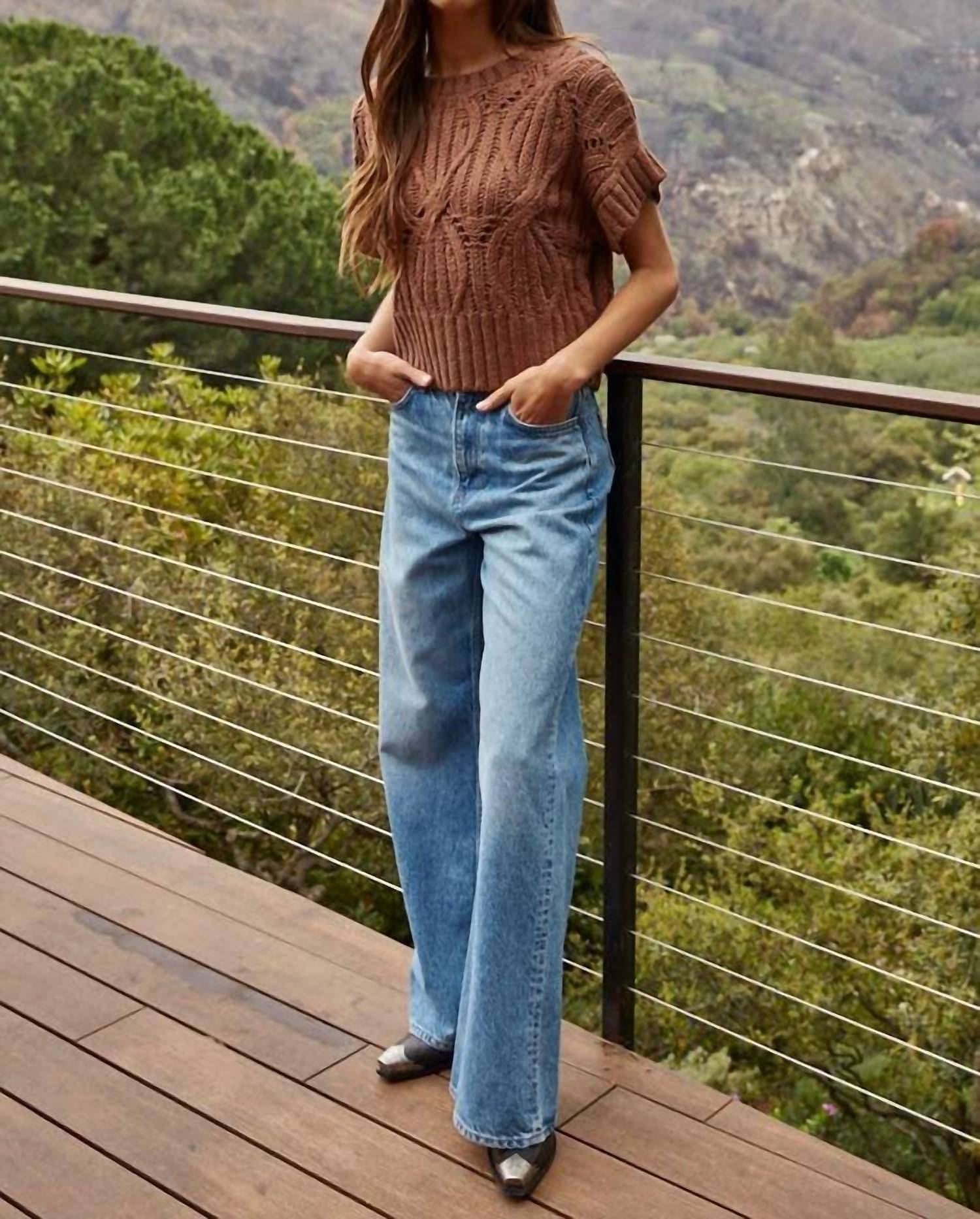 By Together - Knit Sweater Crochet Round Neck Short Sleeve Top