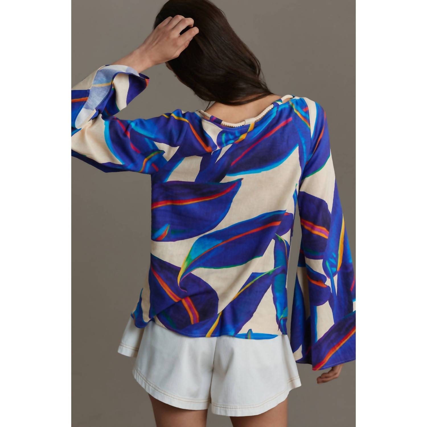 Farm Rio - Long-sleeve Rope-tie Blouse