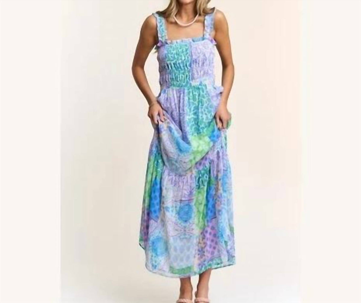 J.Nna - Smocked Top Patchwork Maxi Dress